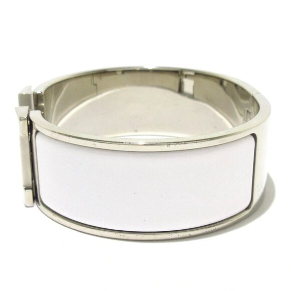 Auth HERMES Clic Clac H Silver White Hardware Bangle - Picture 3 of 6